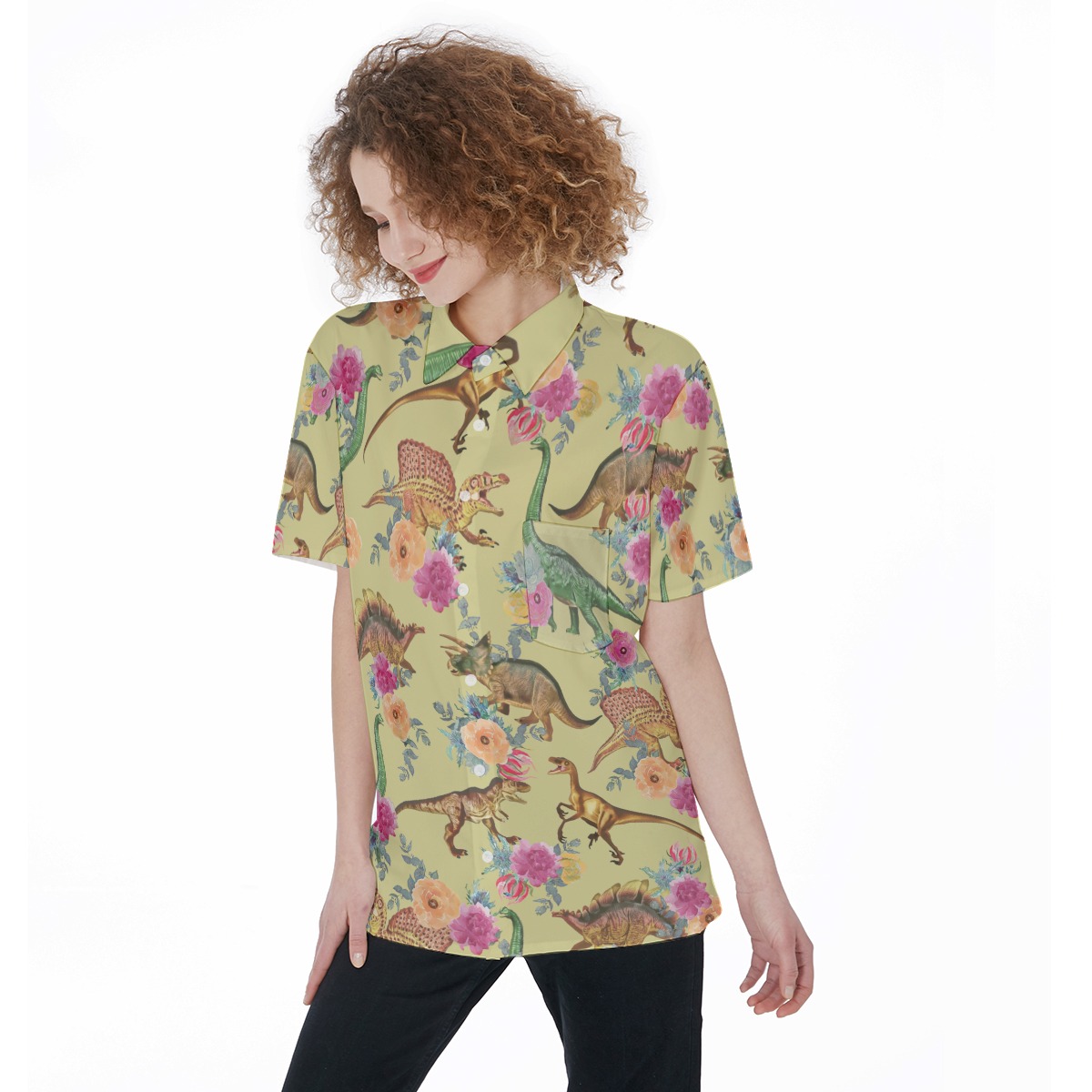 Dinosaur Button Up Hawaiian Shirt - variant image 1