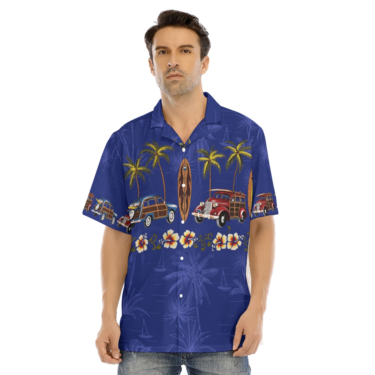 Surfboard And Beach Cars Hawaiian Shirt For Men - variant image 1
