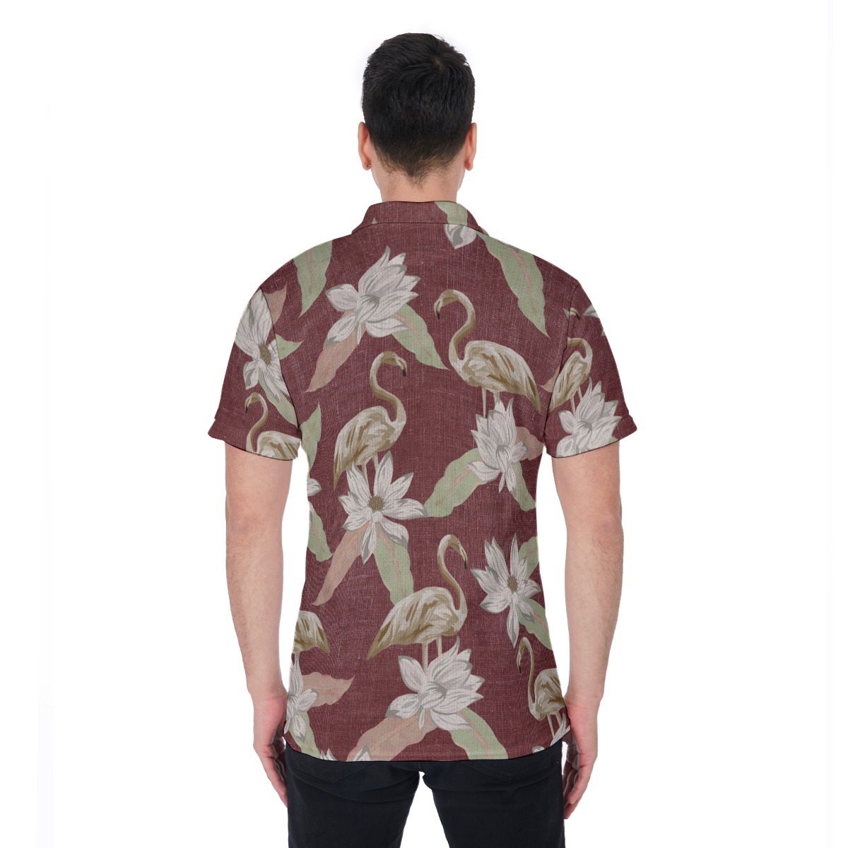 Vintage Flamingo Polo Hawaiian Shirt For Men