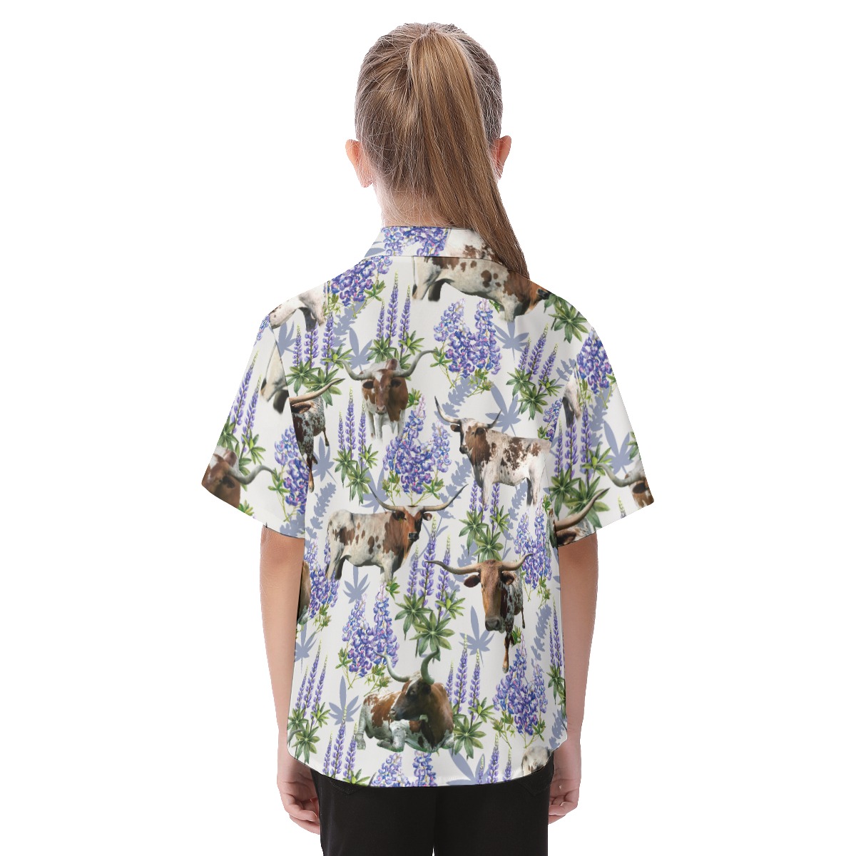 Longhorn Bluebonnet Texas Kid's Tropical Shirt