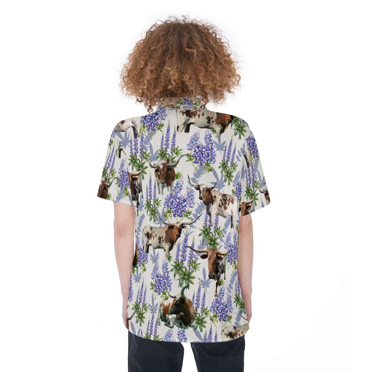 Longhorn Bluebonnet Texas Short Sleeve Hawaiian Shirt