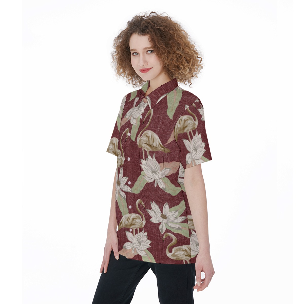 Vintage Flamingo Aloha Shirt For Women