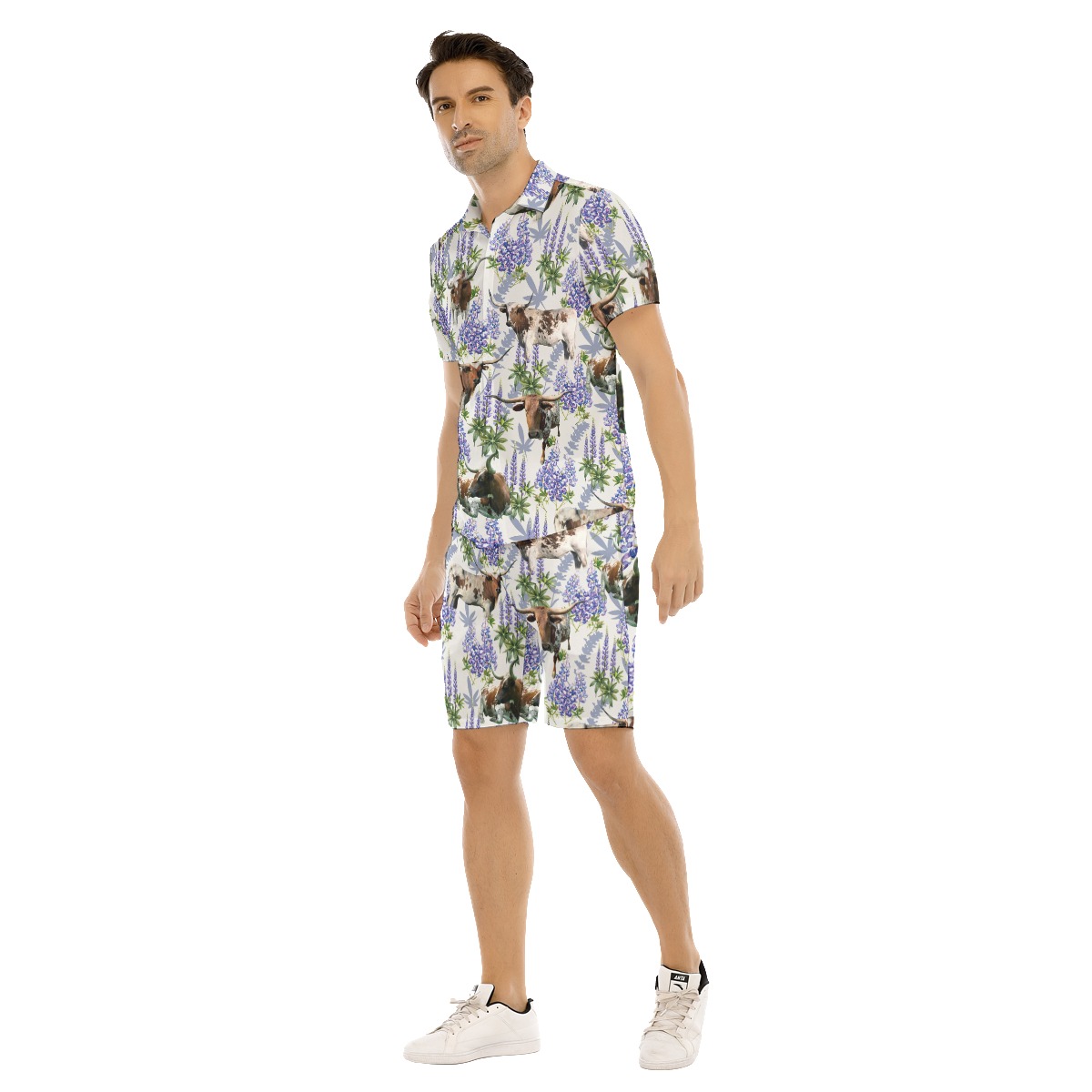 Longhorn Bluebonnet Texas Matching Hawaiian Set
