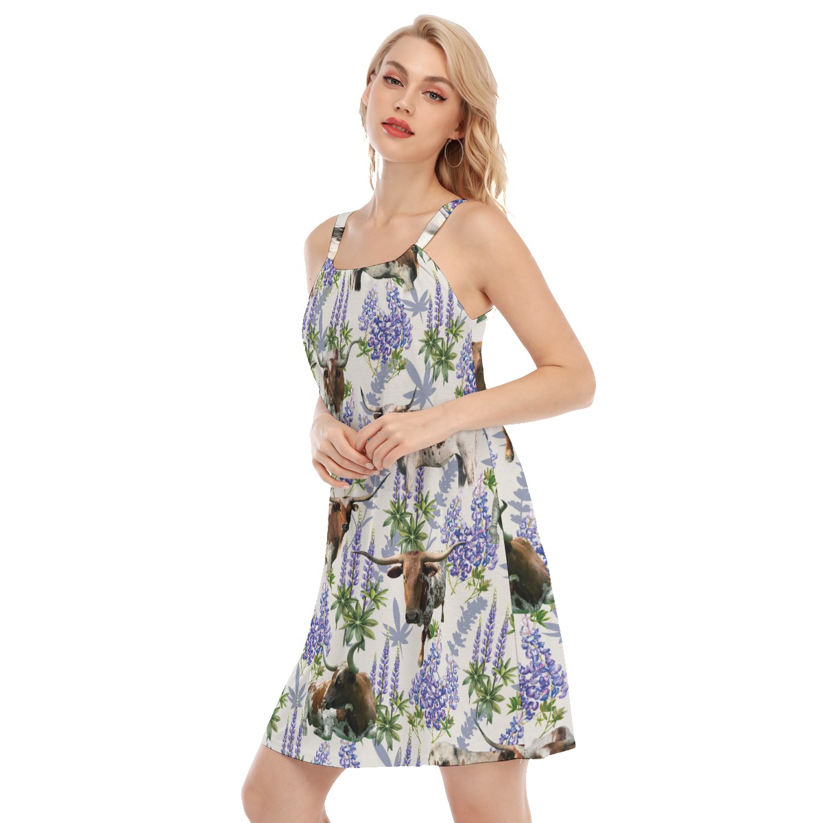 Longhorn Bluebonnet Texas Hawaiian Cami Dress For Women