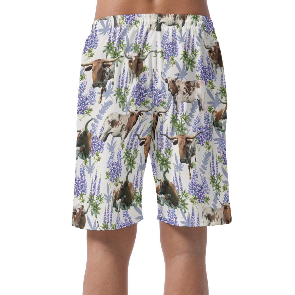 Longhorn Bluebonnet Texas White Mens Shorts