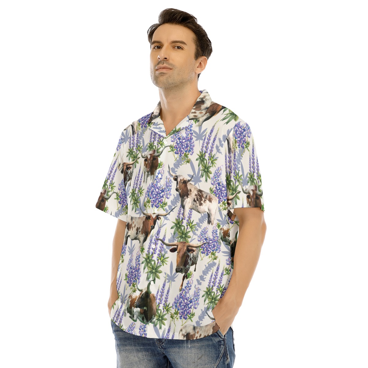 Texas Longhorn Bluebonnet Hawaiian Shirt