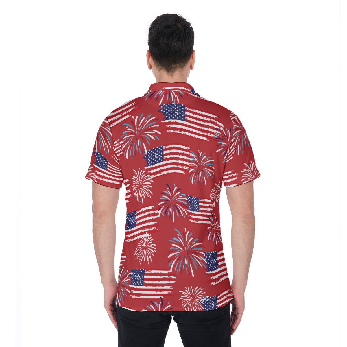 Patriotic Hawaiian Polo Shirt American Flag