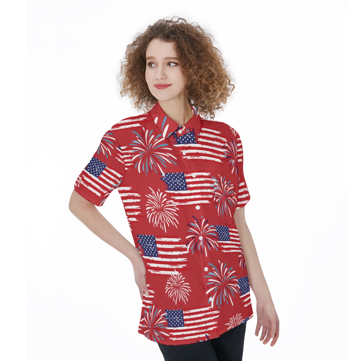 American Flag Patriotic Women's Hawaiian Shirt