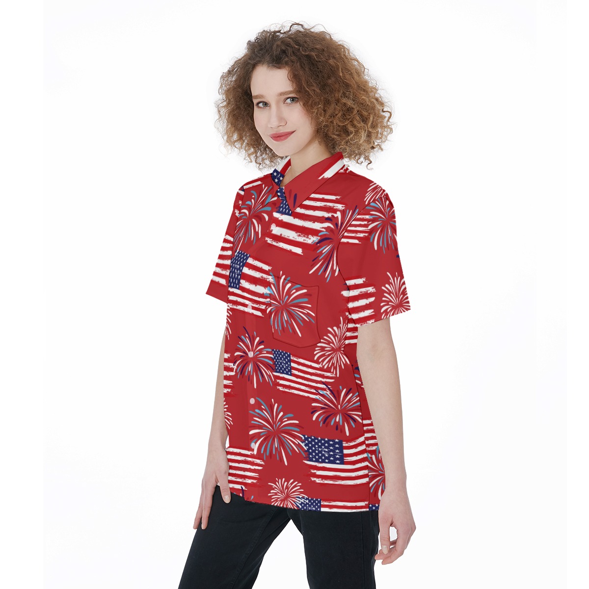 American Flag Patriotic Women's Hawaiian Shirt