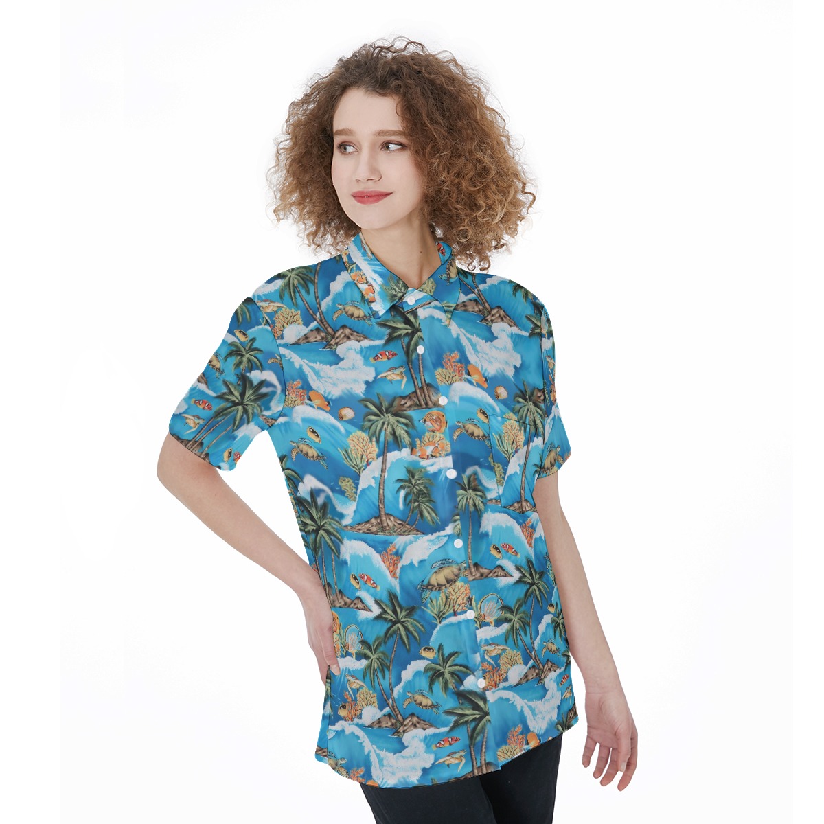 Turtle Ocean Hawaiian Shirt For Women