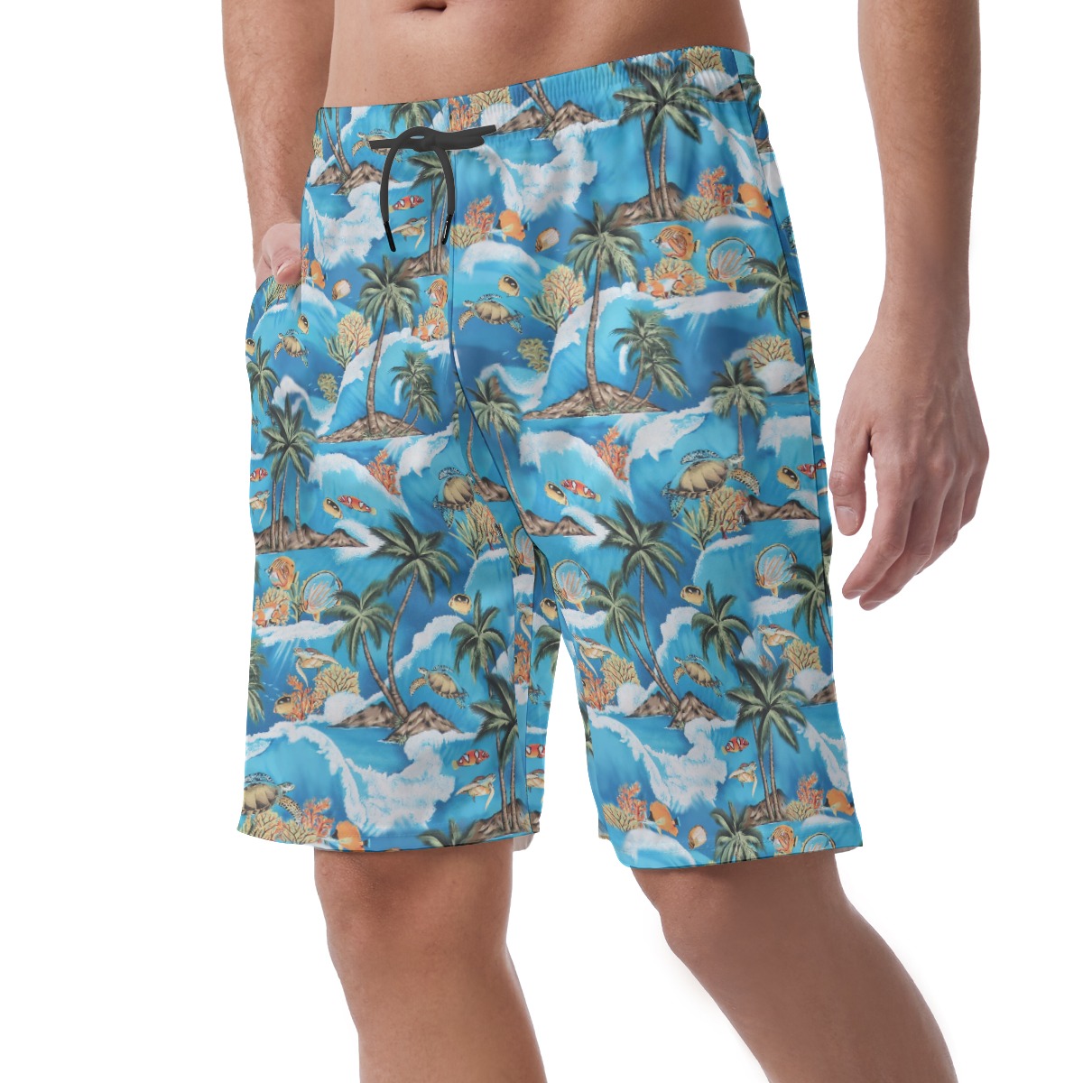 Turtle Blue Hawaiian Men Shorts