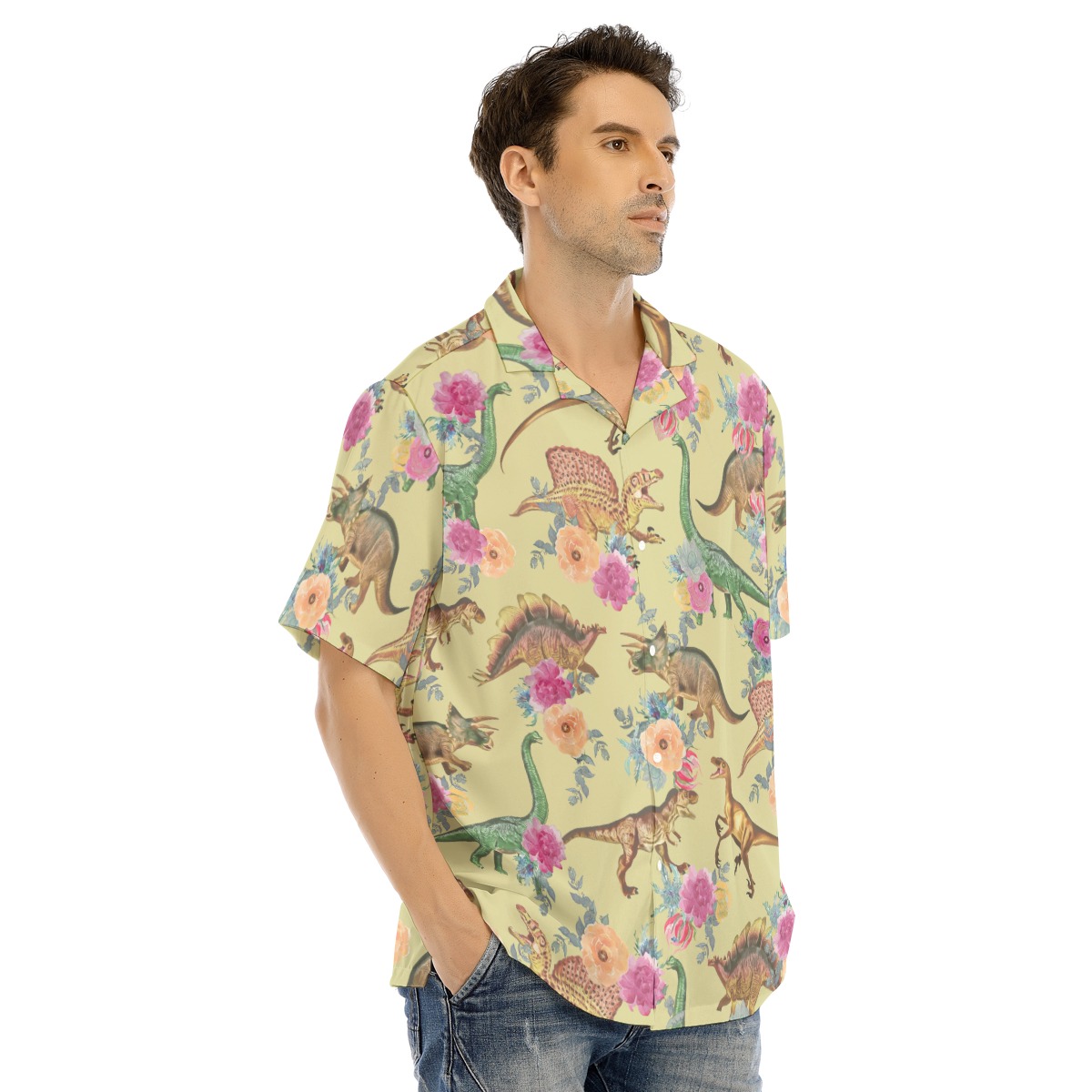 Floral Dinosaur Men's Hawaiian Shirt