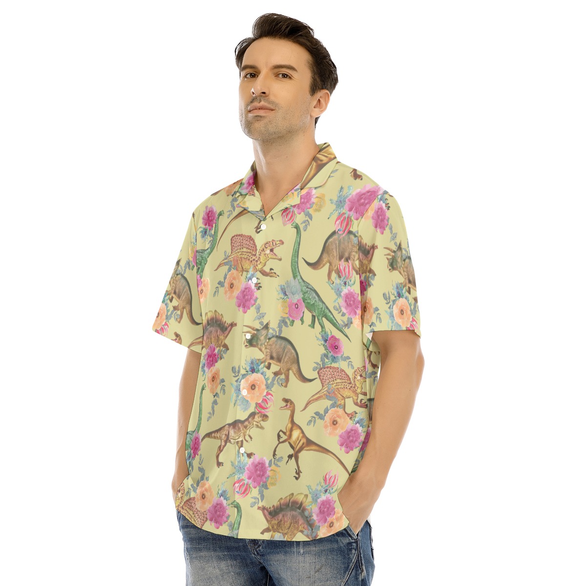 Floral Dinosaur Men's Hawaiian Shirt