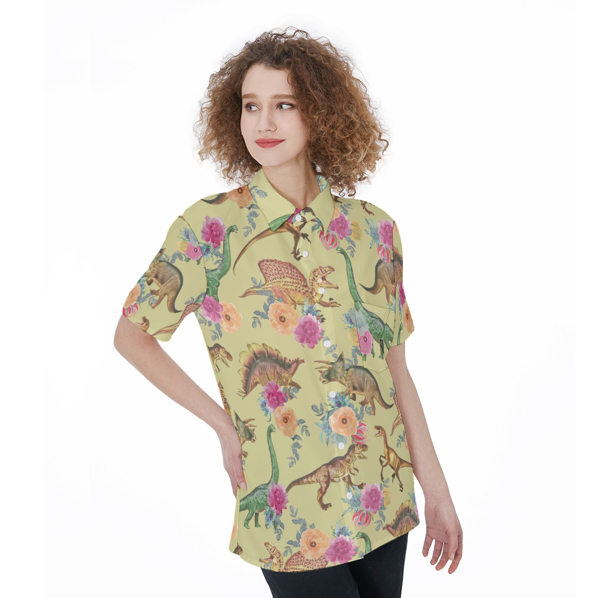 Dinosaur Button Up Hawaiian Shirt