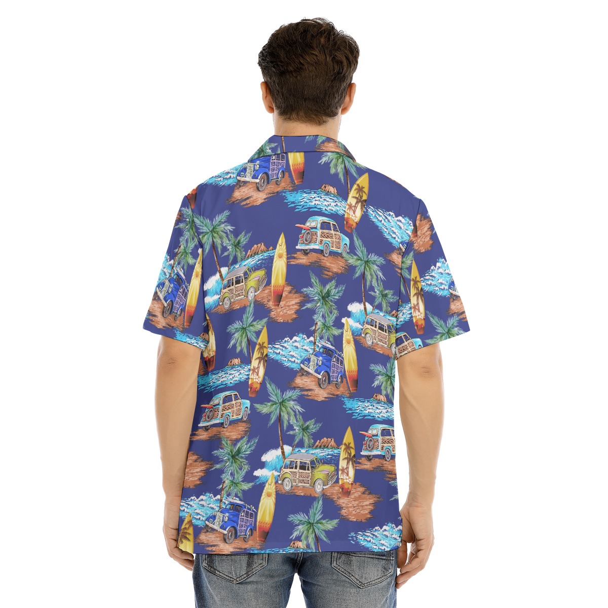Aloha Shirt Surfboards Palm Trees Woody Cars For Men