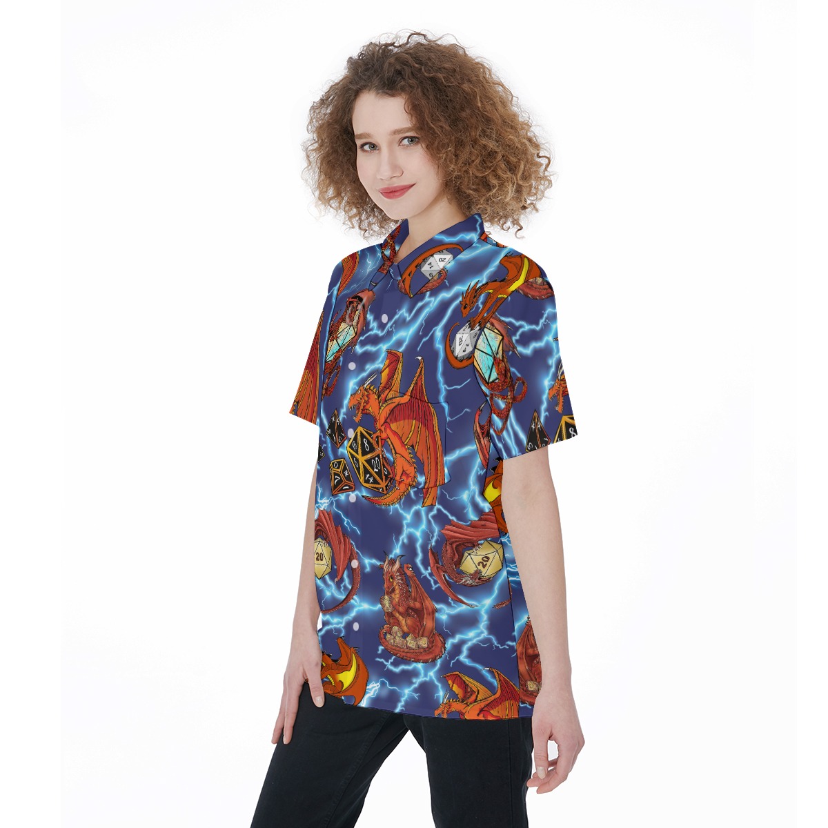 Dnd Women's Hawaiian Shirt With Pocket