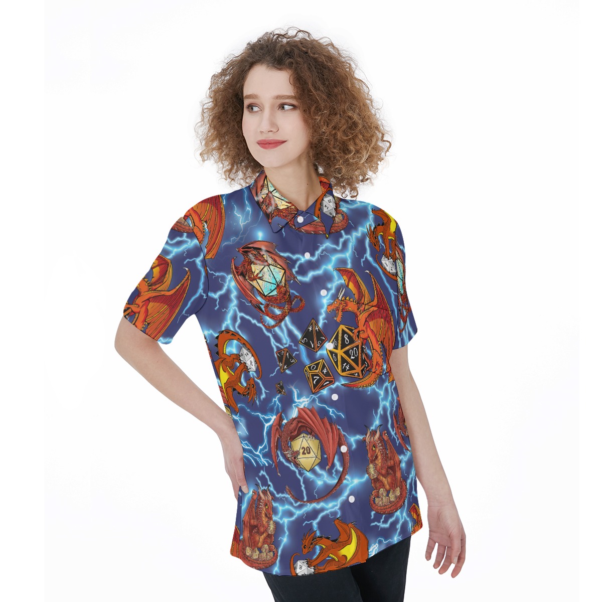 Dnd Women's Hawaiian Shirt With Pocket