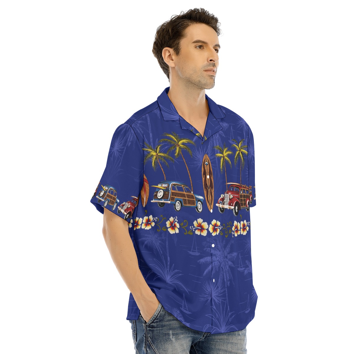 Surfboard And Beach Cars Hawaiian Shirt For Men