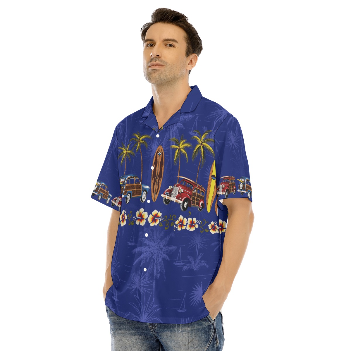 Surfboard And Beach Cars Hawaiian Shirt For Men