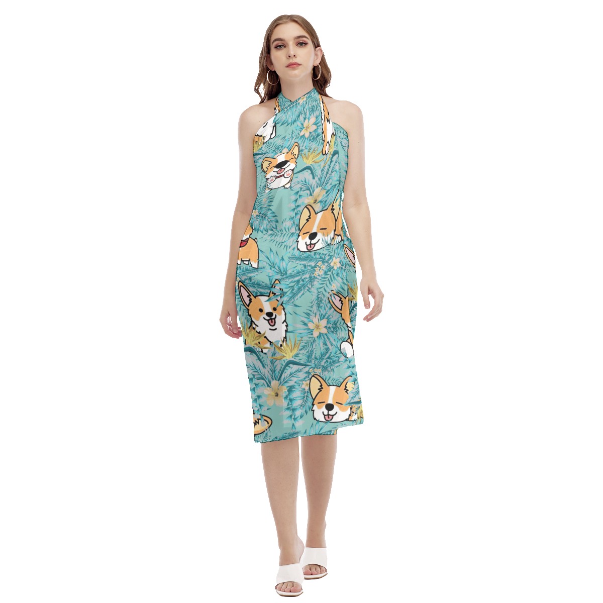 Cute Corgi Pattern Hawaiian Beach Dress - variant image 1