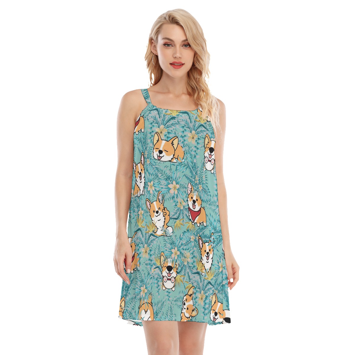 Floral Corgi Hawaiian Dress For Vacation - variant image 1