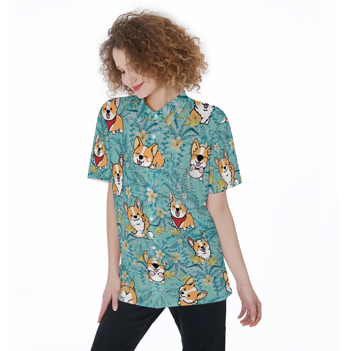 Corgi Tropical Women's Hawaiian Shirt - variant image 1