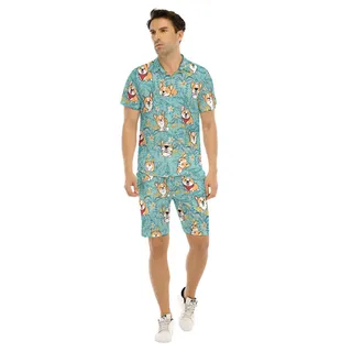 Corgi Dog Hawaiian Shirt And Shorts For Men