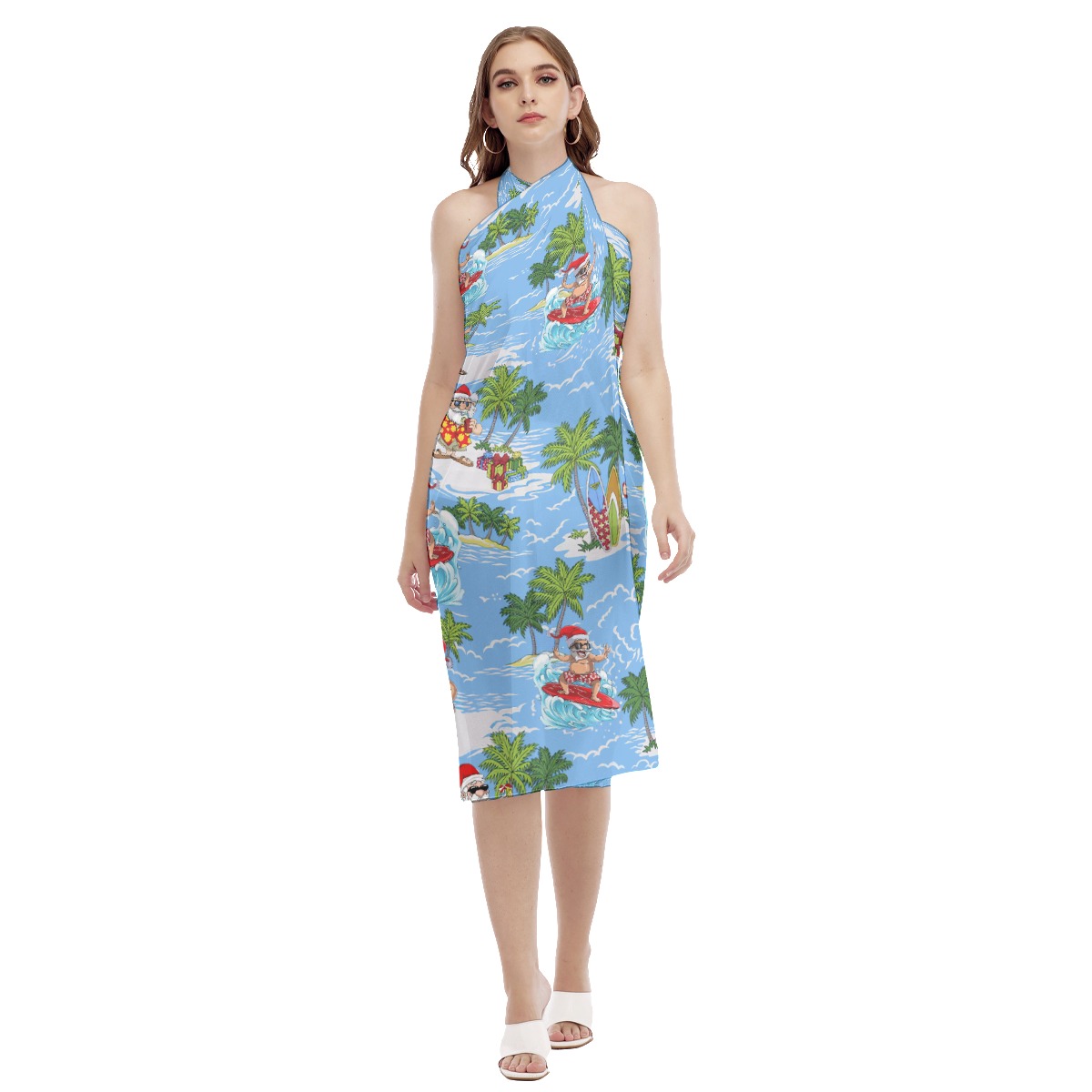 Surfing Santa Christmas Hawaiian Beach Dress - variant image 1
