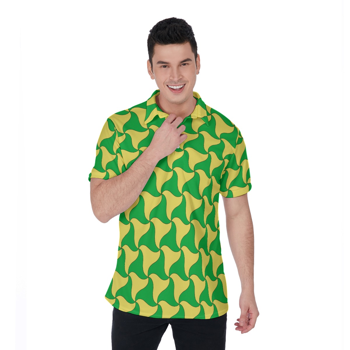 Green And Yellow Funny Hawaiian Polo Shirt - variant image 1