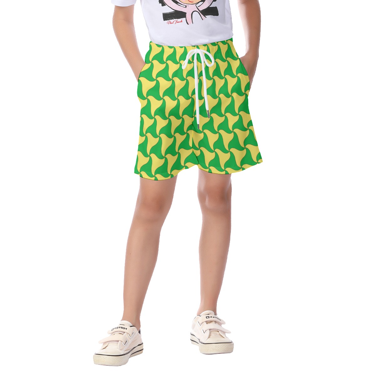 Cute Green And Yellow Beach Shorts For Kids - variant image 1