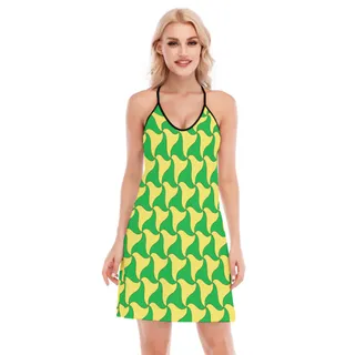 Unique Green And Yellow Hawaiian Dress For Women