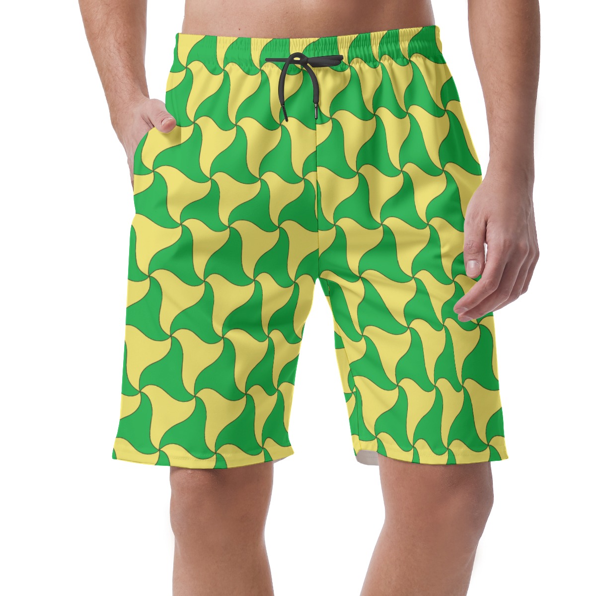 Funny Green And Yellow Hawaiian Swim Trunks For Men - variant image 1