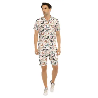 Dachshund Floral Aloha Shirt And Shorts Set