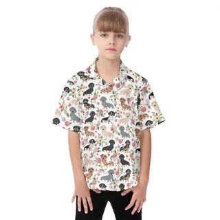 Kid's Floral Hawaiian Dachshund Shirt