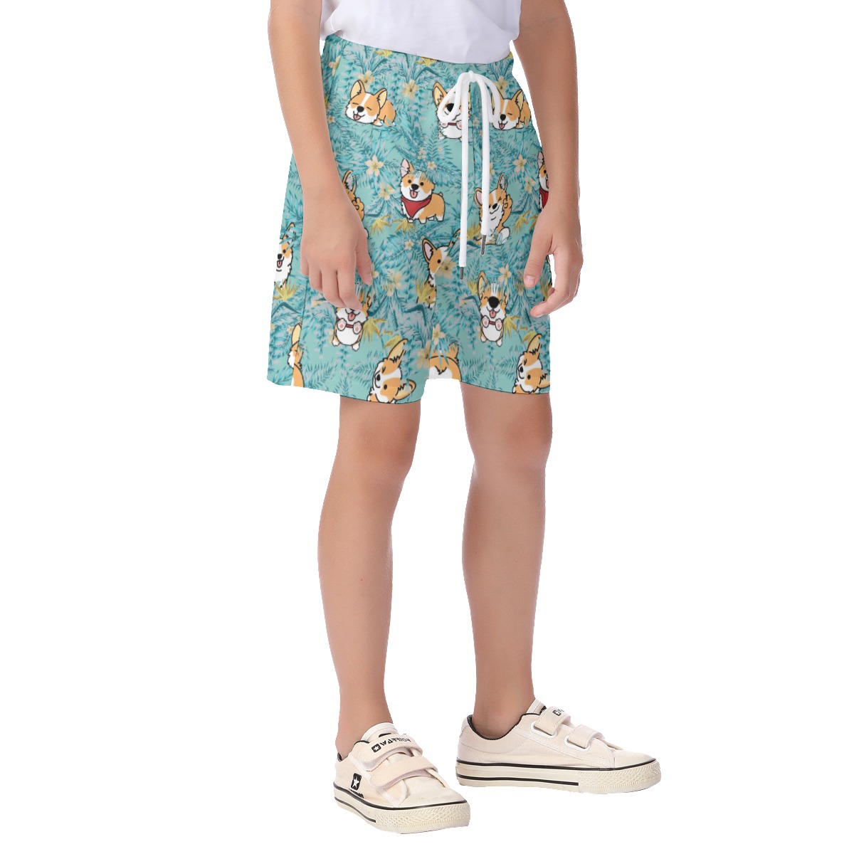 Funny Corgi Dog Hawaiian Swim Trunks For Kids