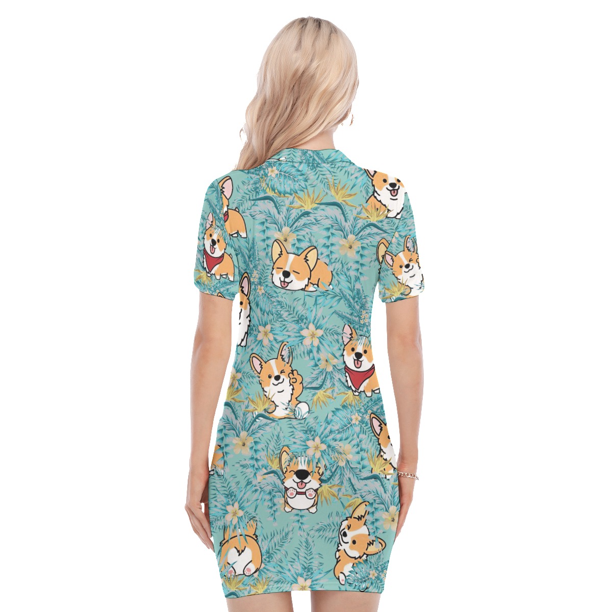 Tropical Corgi Welsh Hawaiian Polo Dress