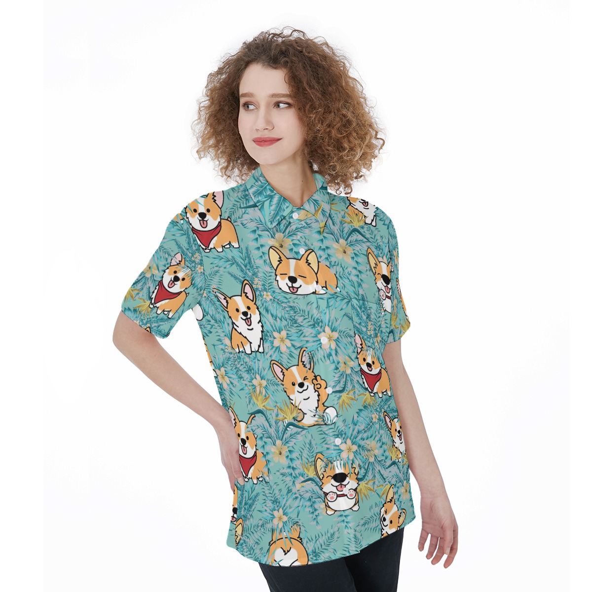 Corgi Tropical Women's Hawaiian Shirt