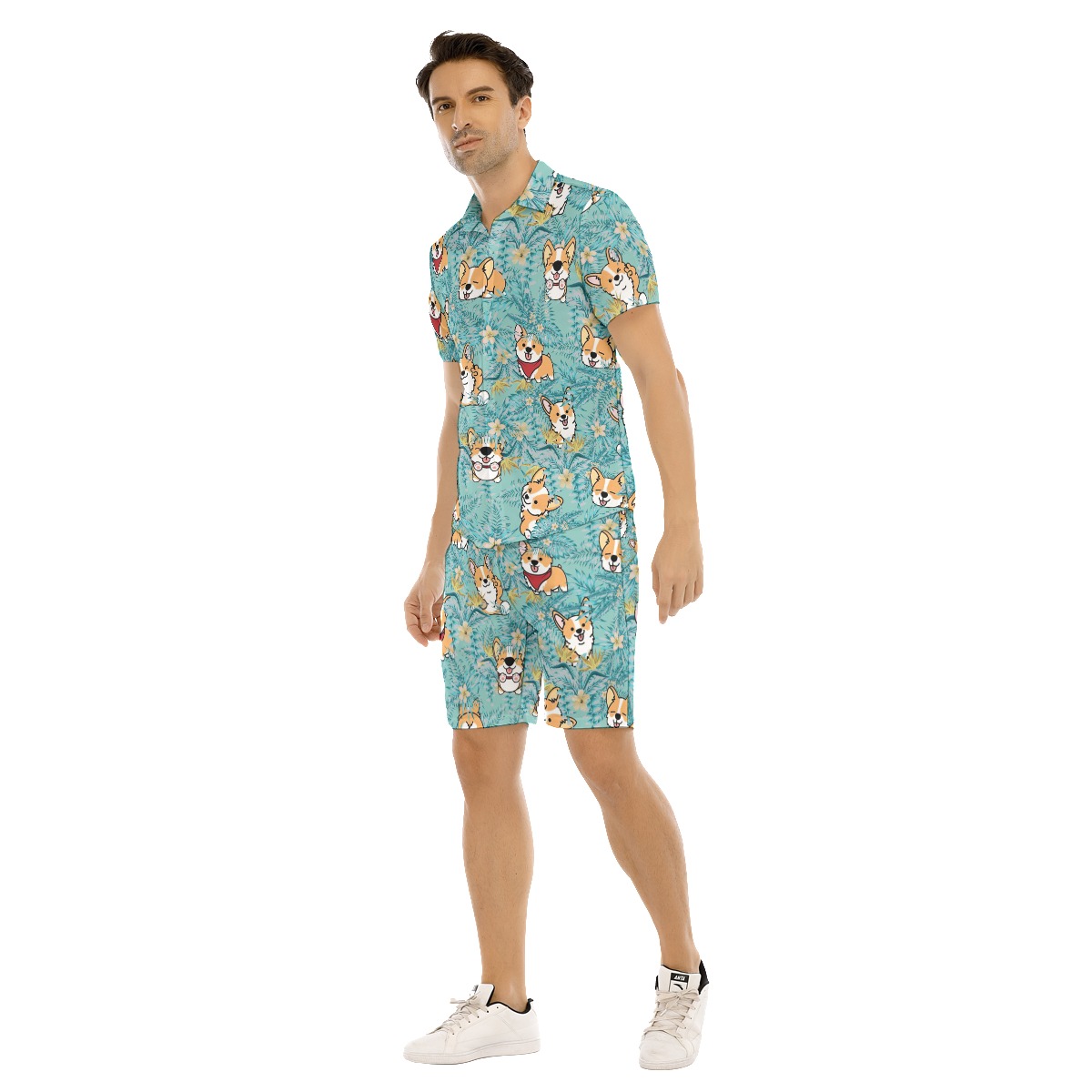 Corgi Dog Hawaiian Shirt And Shorts For Men