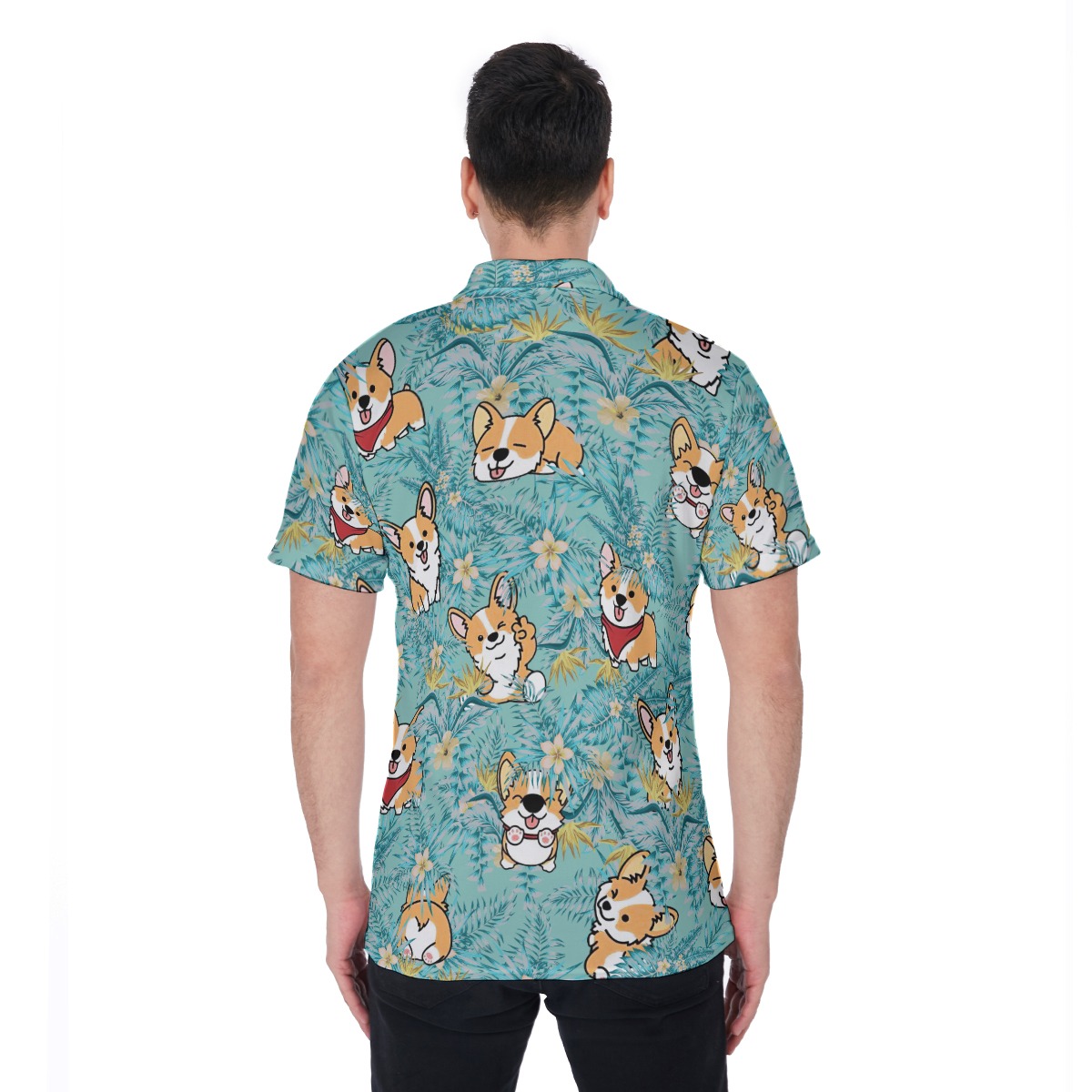 Tropical Corgi Polo Hawaiian Shirt