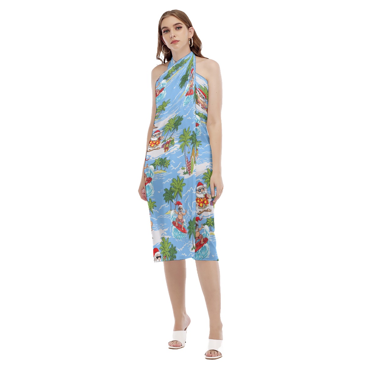 Surfing Santa Christmas Hawaiian Beach Dress
