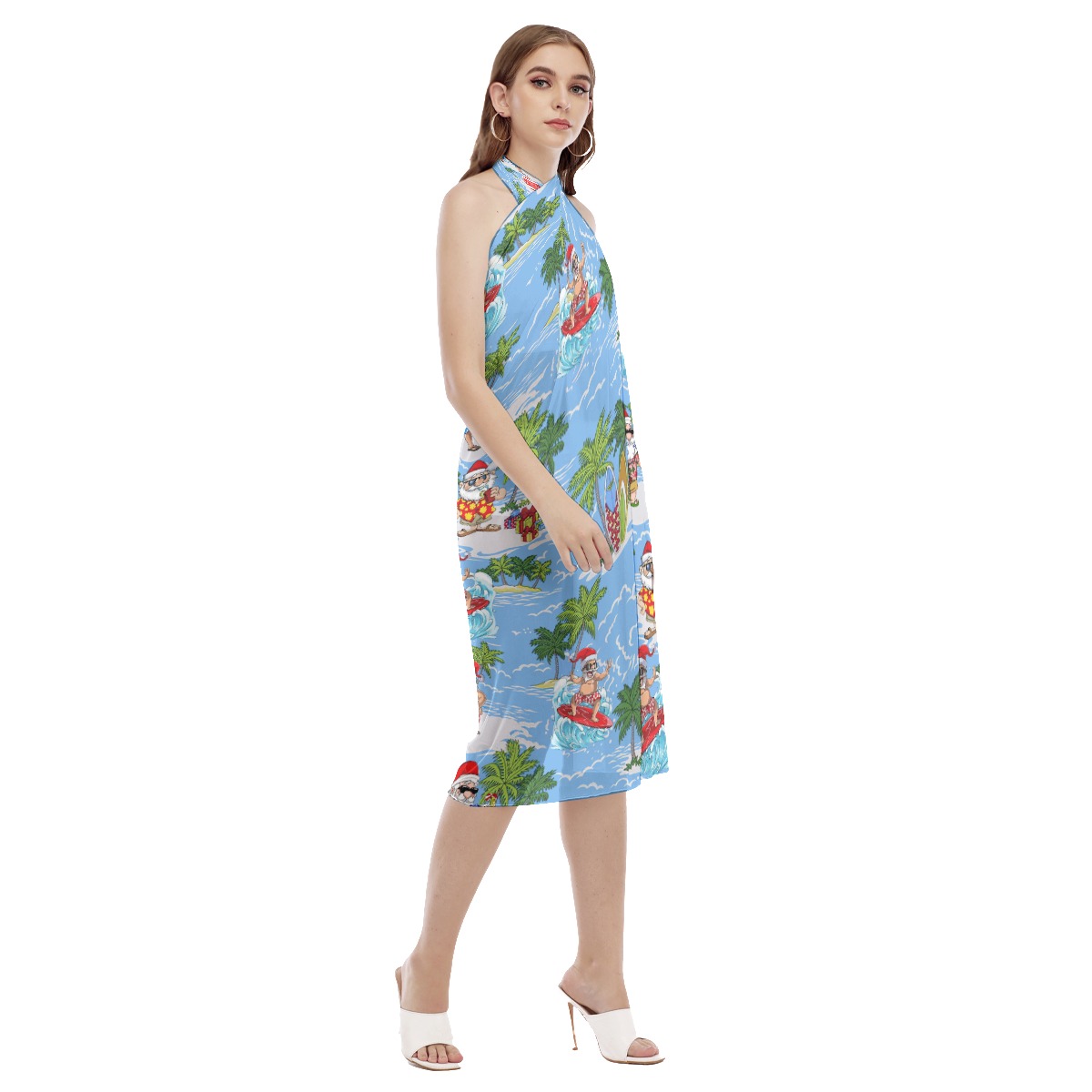 Surfing Santa Christmas Hawaiian Beach Dress