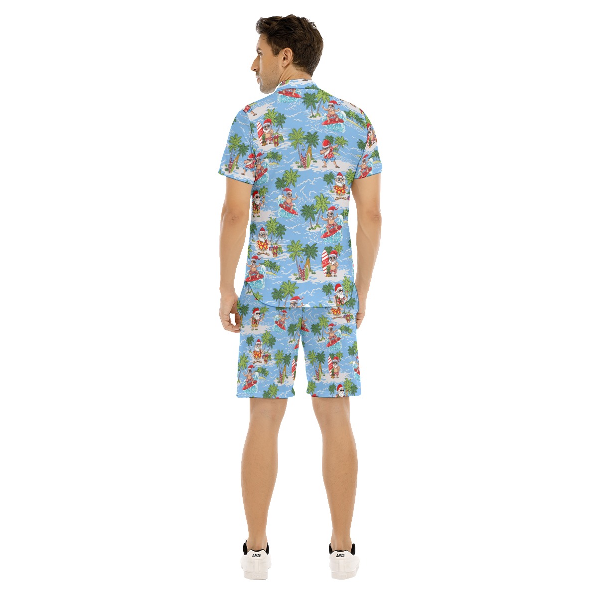 Men's Santa Surfing Hawaiian Shirt And Shorts