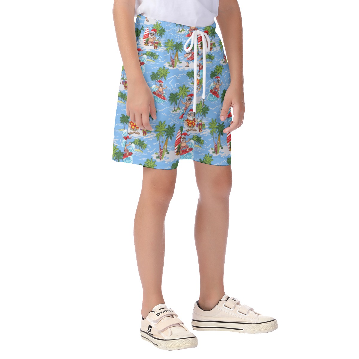 Santa Surfing Christmas Hawaiian Beach Shorts