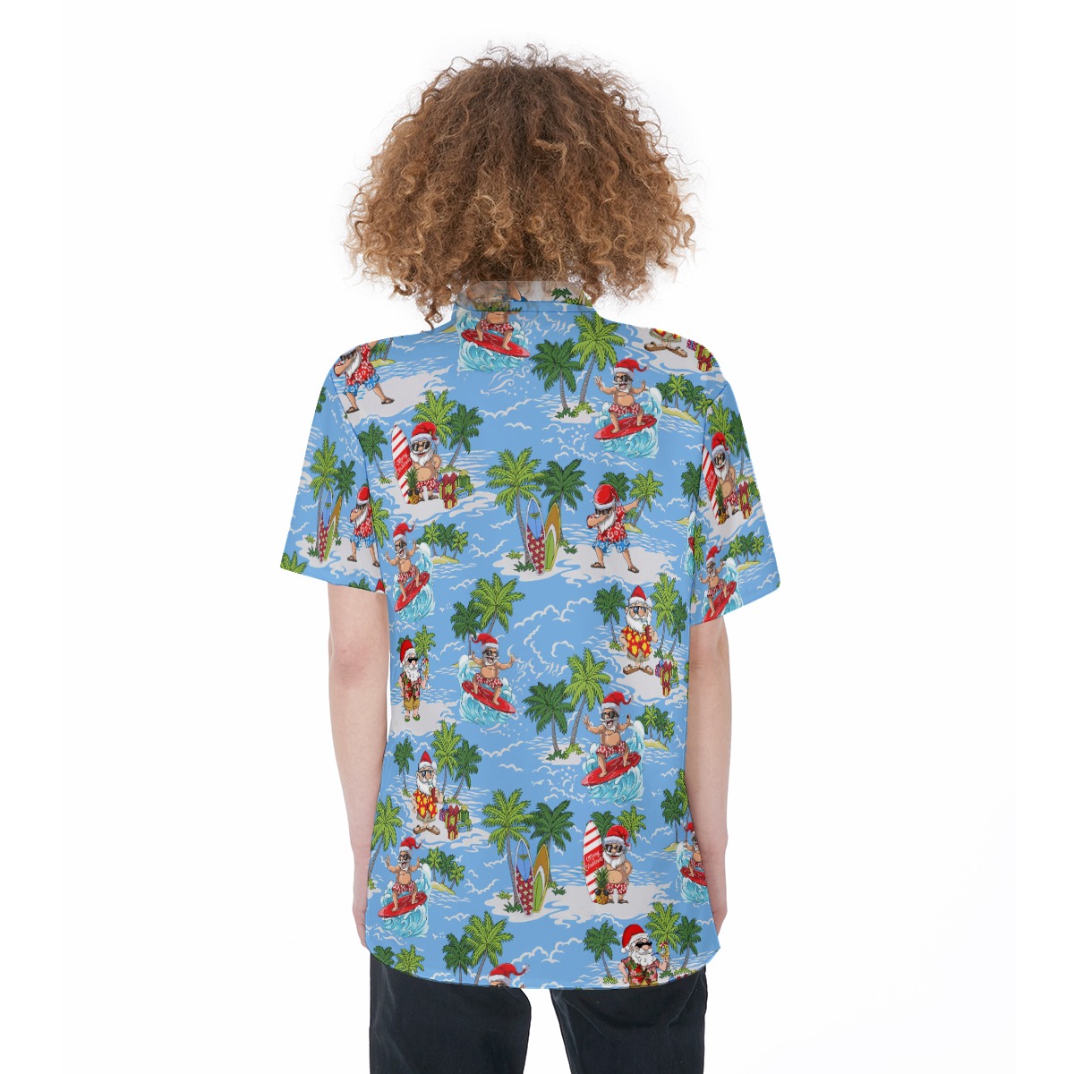 Cool Surfing Santa Hawaiian Shirt For Women