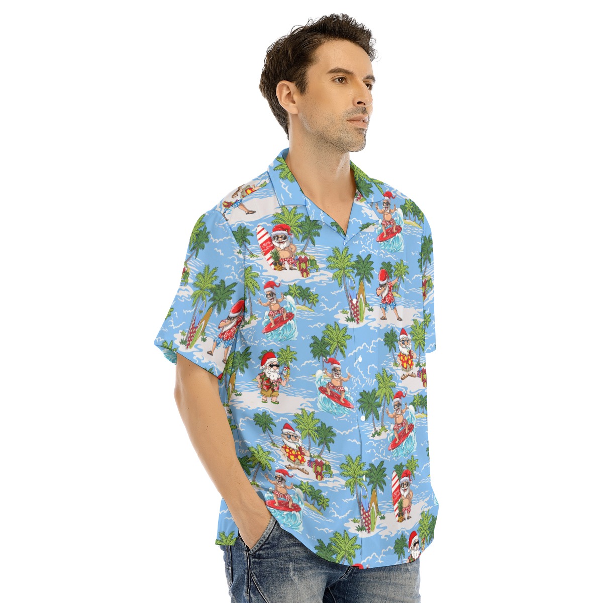 Santa Claus Surfing Hawaiian Shirt