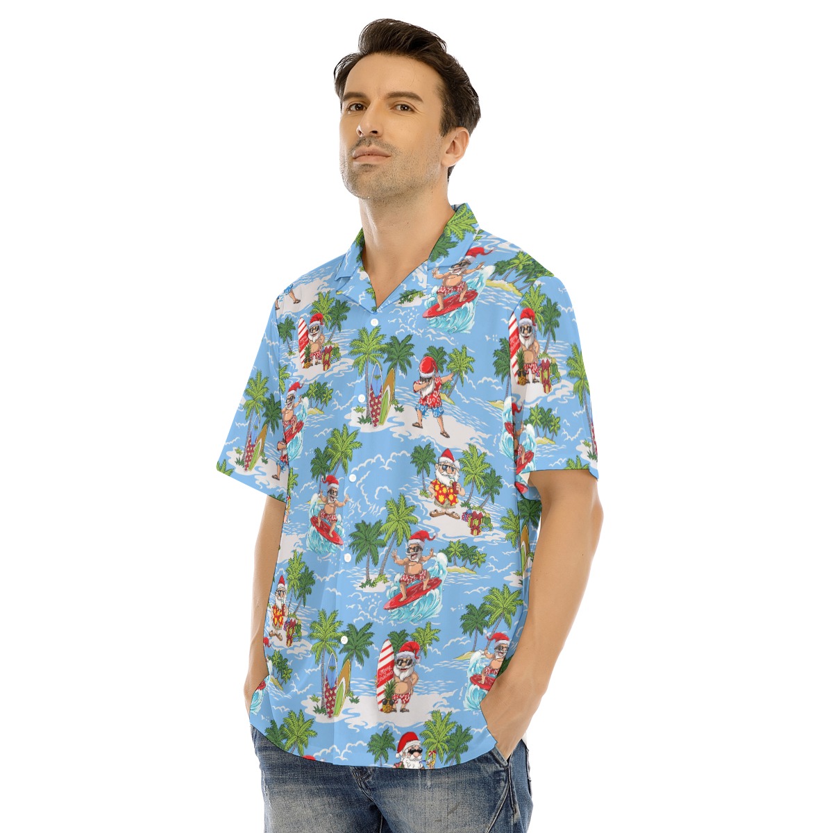 Santa Claus Surfing Hawaiian Shirt