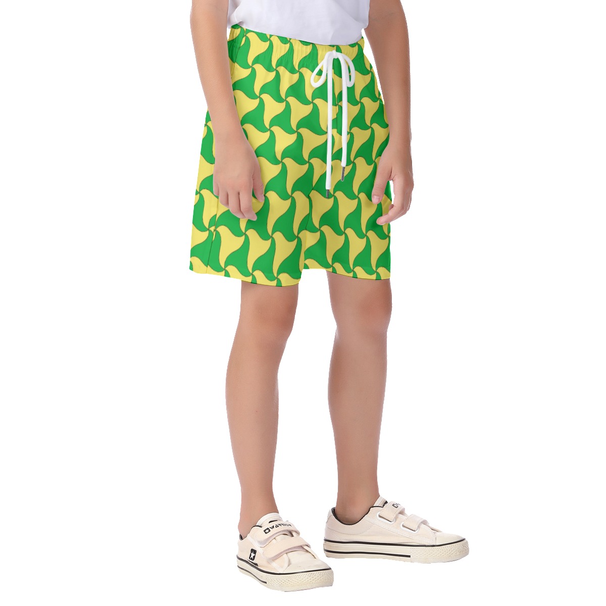 Cute Green And Yellow Beach Shorts For Kids