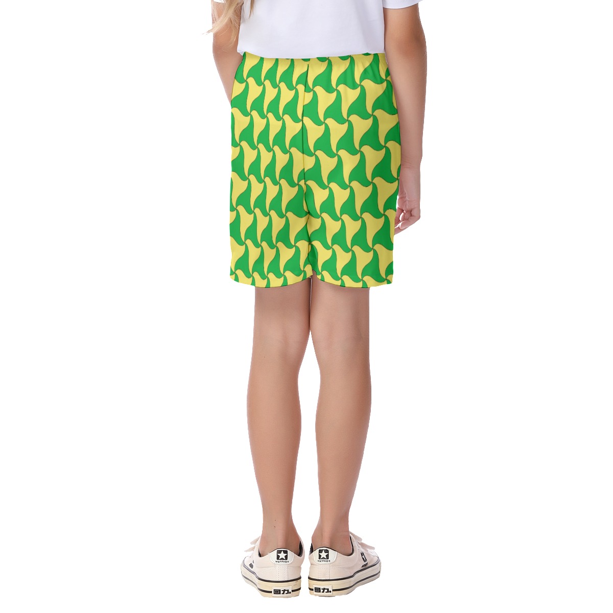 Cute Green And Yellow Beach Shorts For Kids