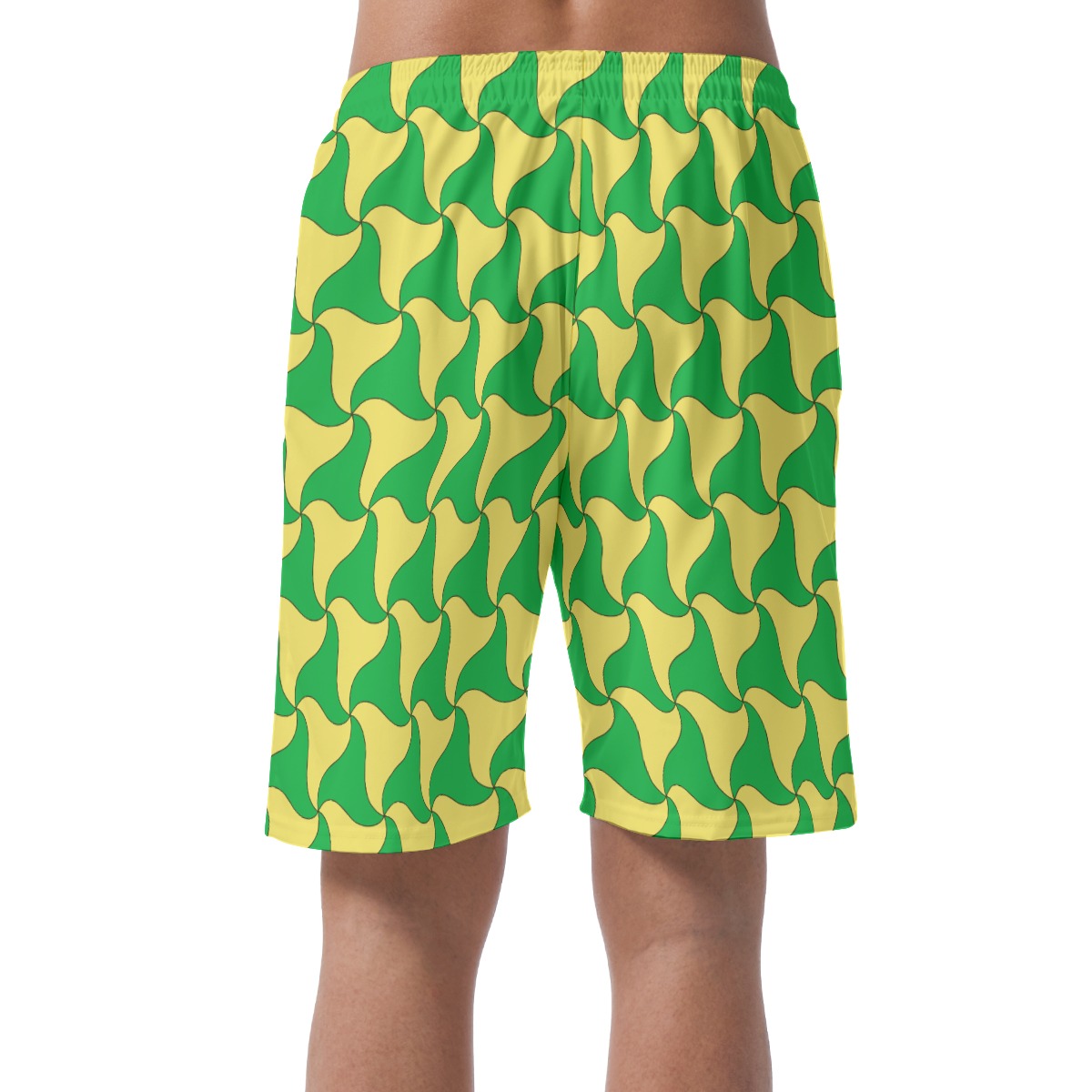 Funny Green And Yellow Hawaiian Swim Trunks For Men