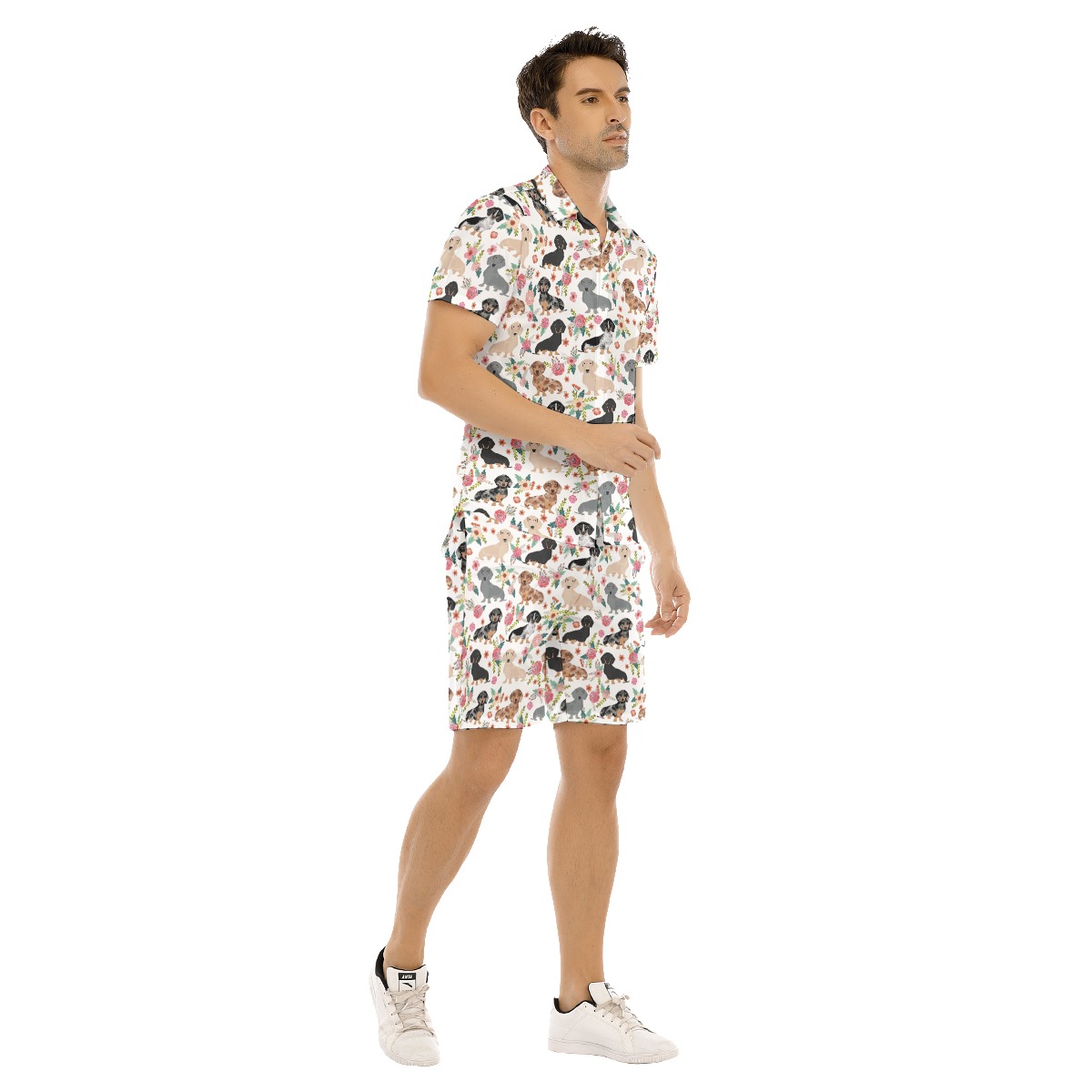 Dachshund Floral Aloha Shirt And Shorts Set